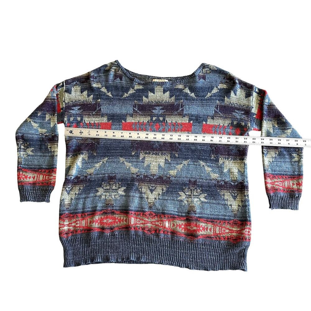 Ralph Lauren Denim & Supply 100% Cotton Southwestern Blue Crewneck Sweater‎ M - Picture 4 of 7
